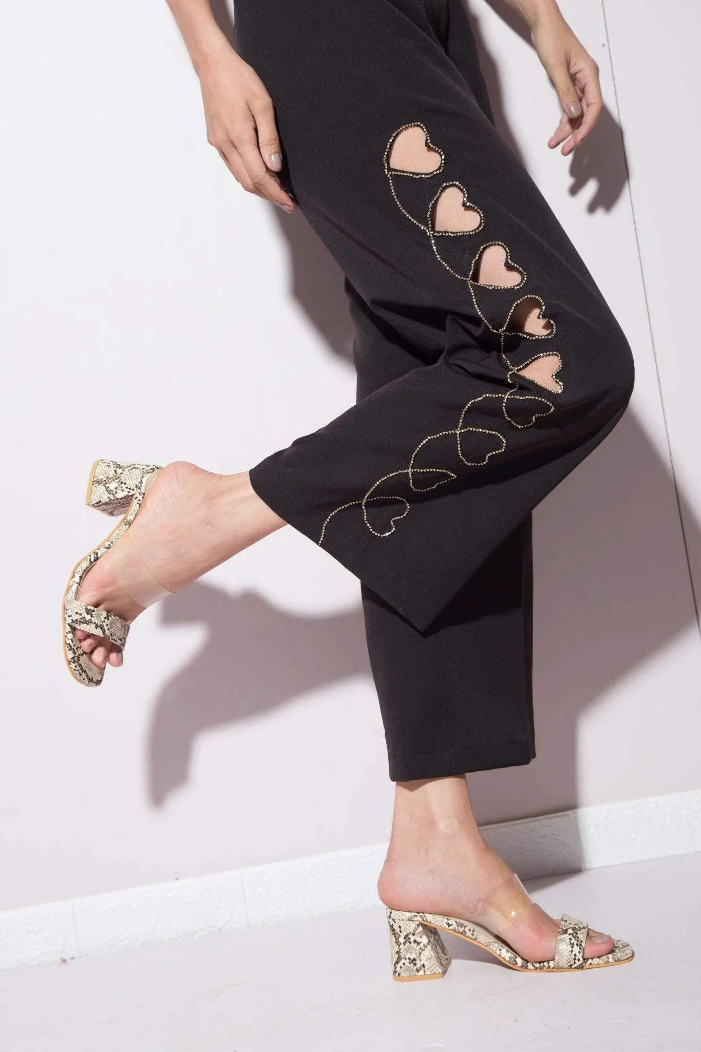 Snake Print 2 Strap Heels - Light Gold