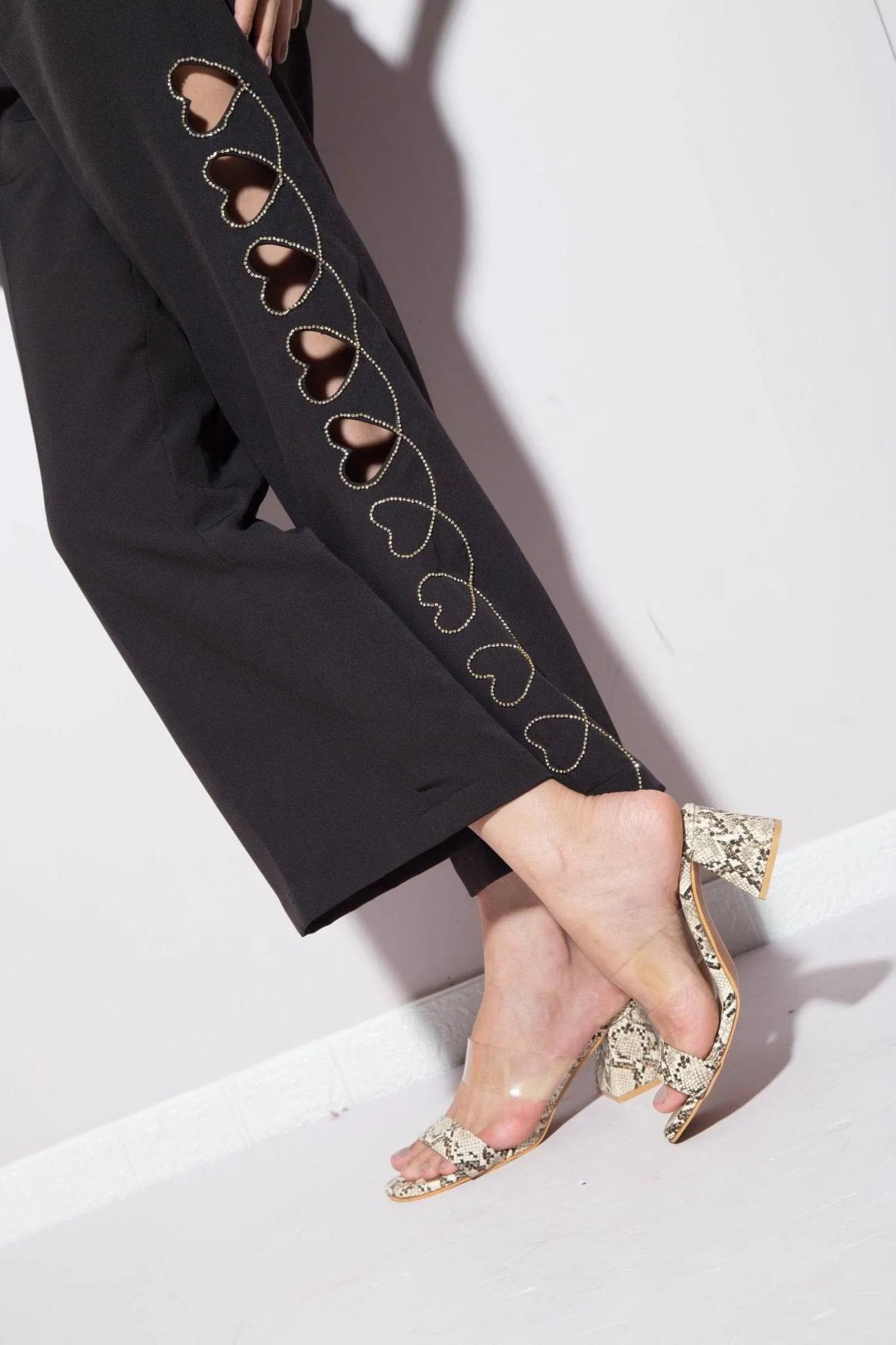 Snake Print 2 Strap Heels - Light Gold