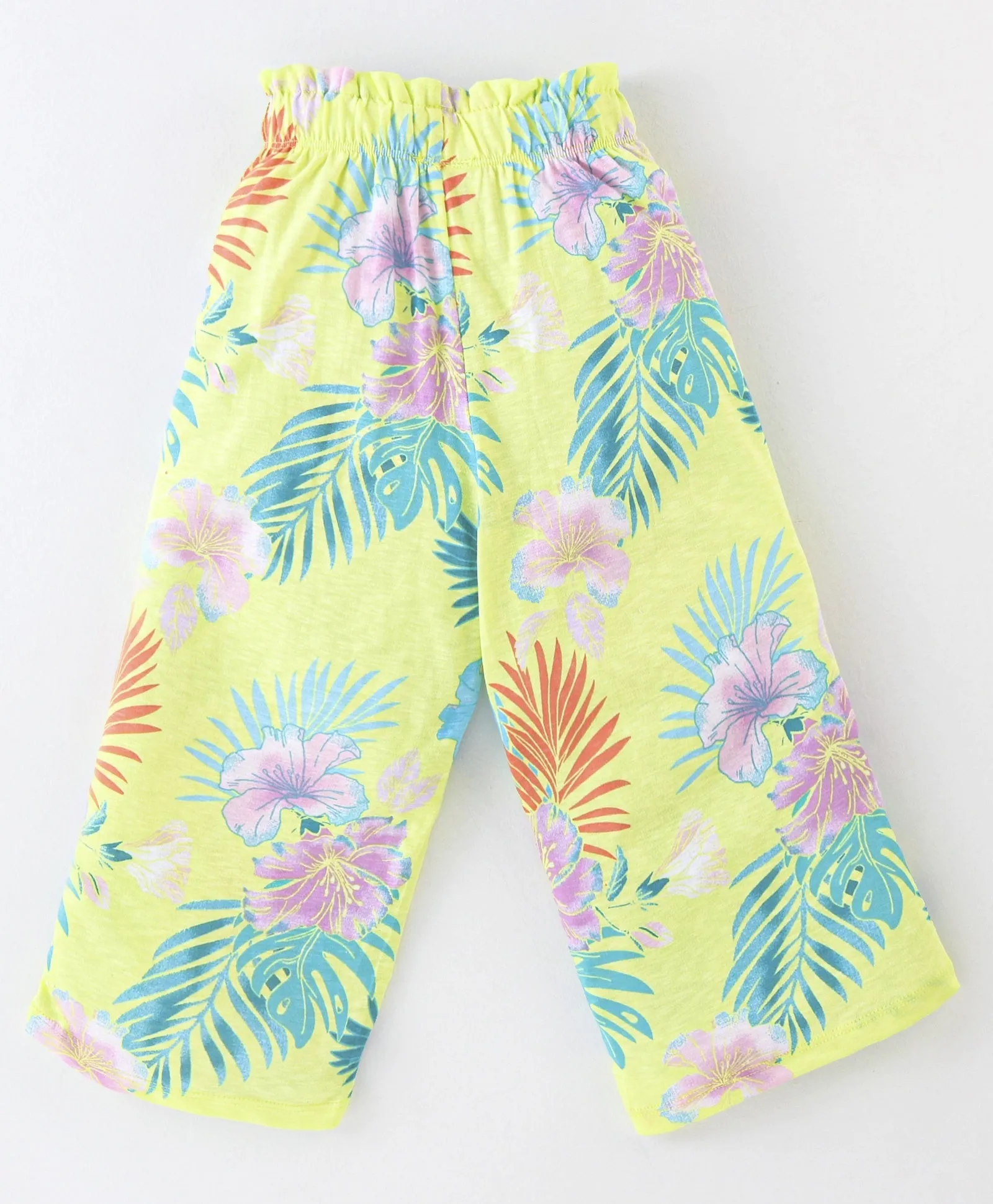 Solid Frilled Top Floral Plazzo Set