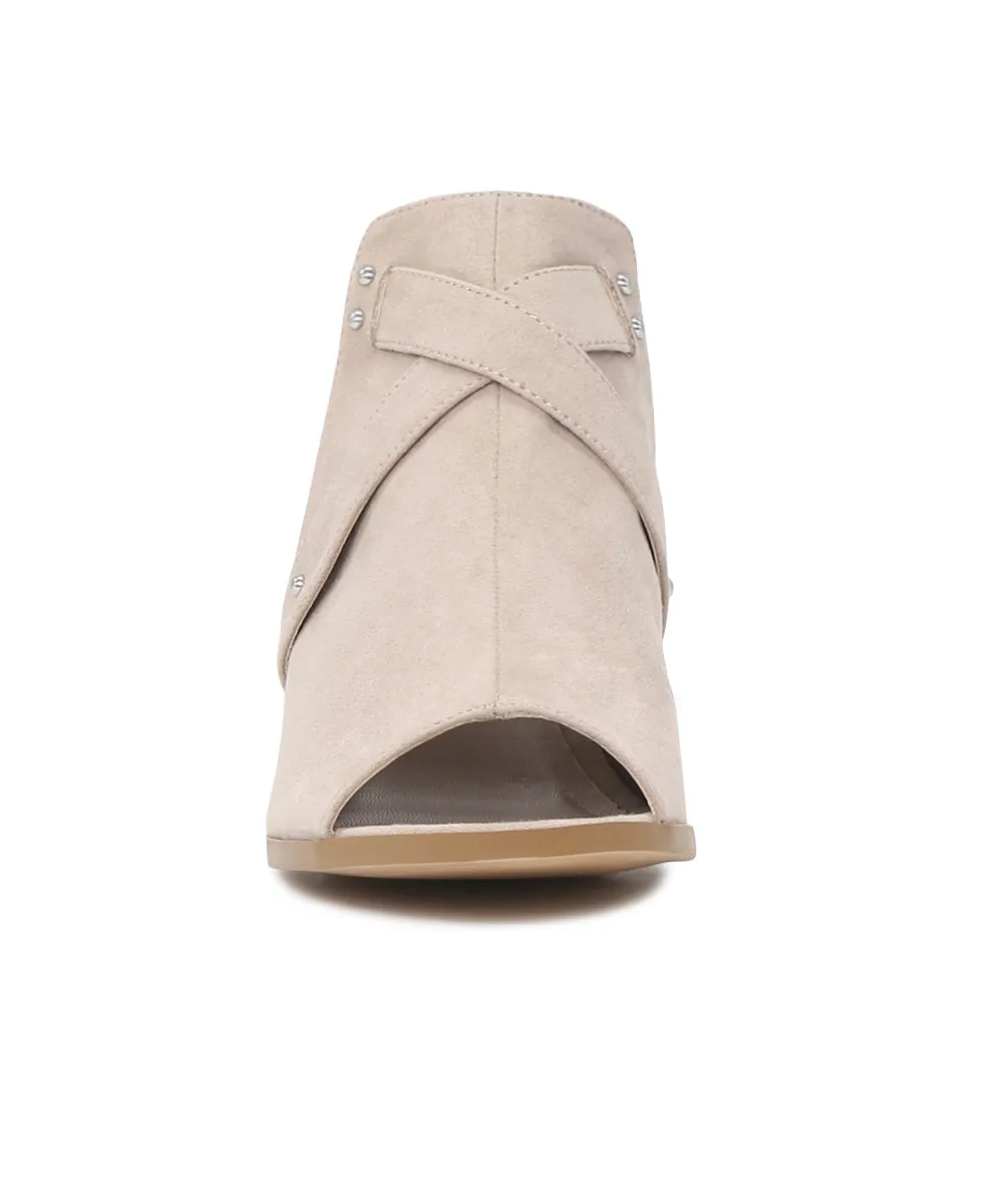 Stone Color Peep Toe Ankle Cut Strap Sandals