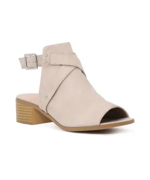 Stone Color Peep Toe Ankle Cut Strap Sandals