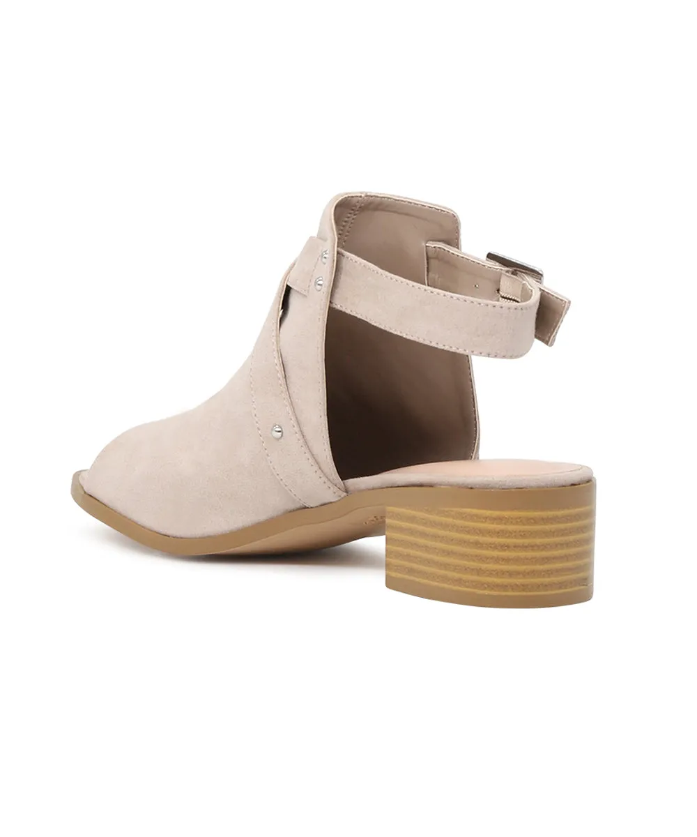 Stone Color Peep Toe Ankle Cut Strap Sandals