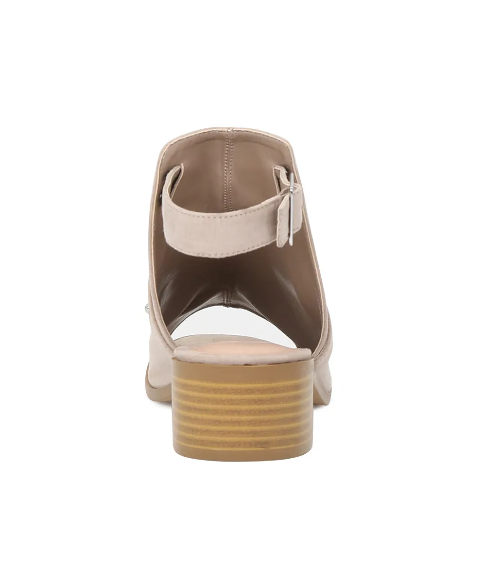 Stone Color Peep Toe Ankle Cut Strap Sandals