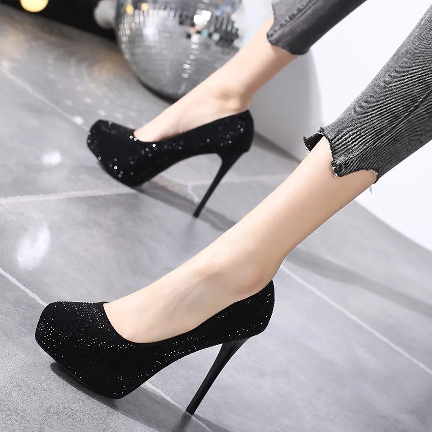 Stylish Pointed-Toe Rhinestone Stiletto Shoes
