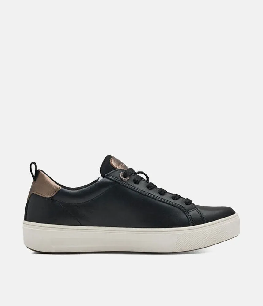 Tamaris Comfortable Black Leather Trainers