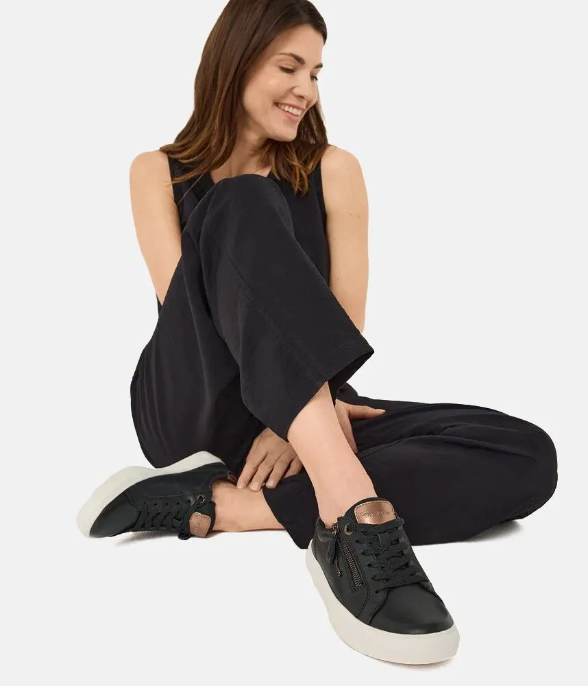 Tamaris Comfortable Black Leather Trainers