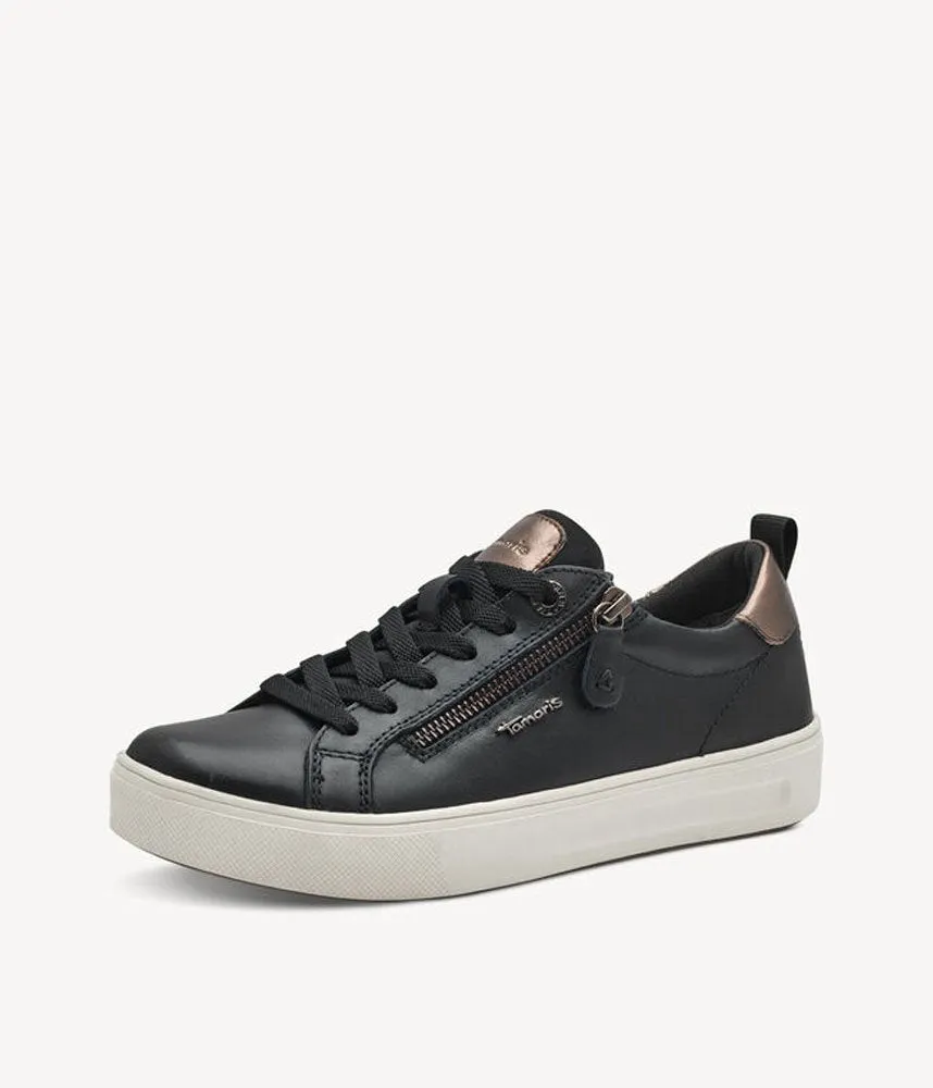 Tamaris Comfortable Black Leather Trainers