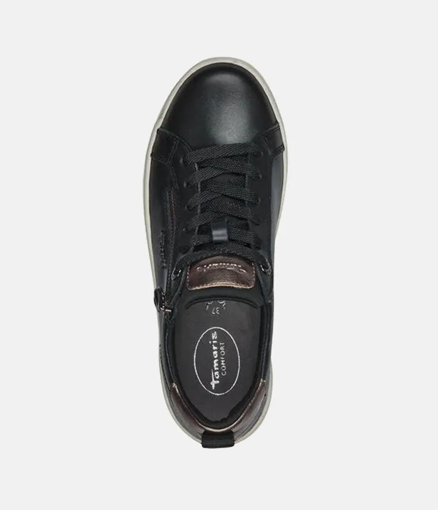 Tamaris Comfortable Black Leather Trainers