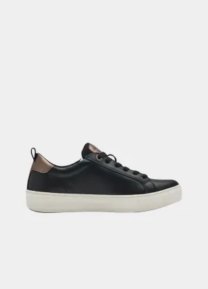 Tamaris Comfortable Black Leather Trainers