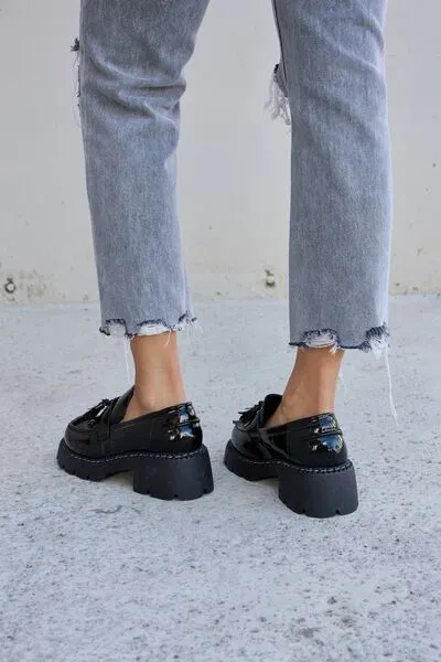 Tassel Detail Mid Heel Chunky Loafers