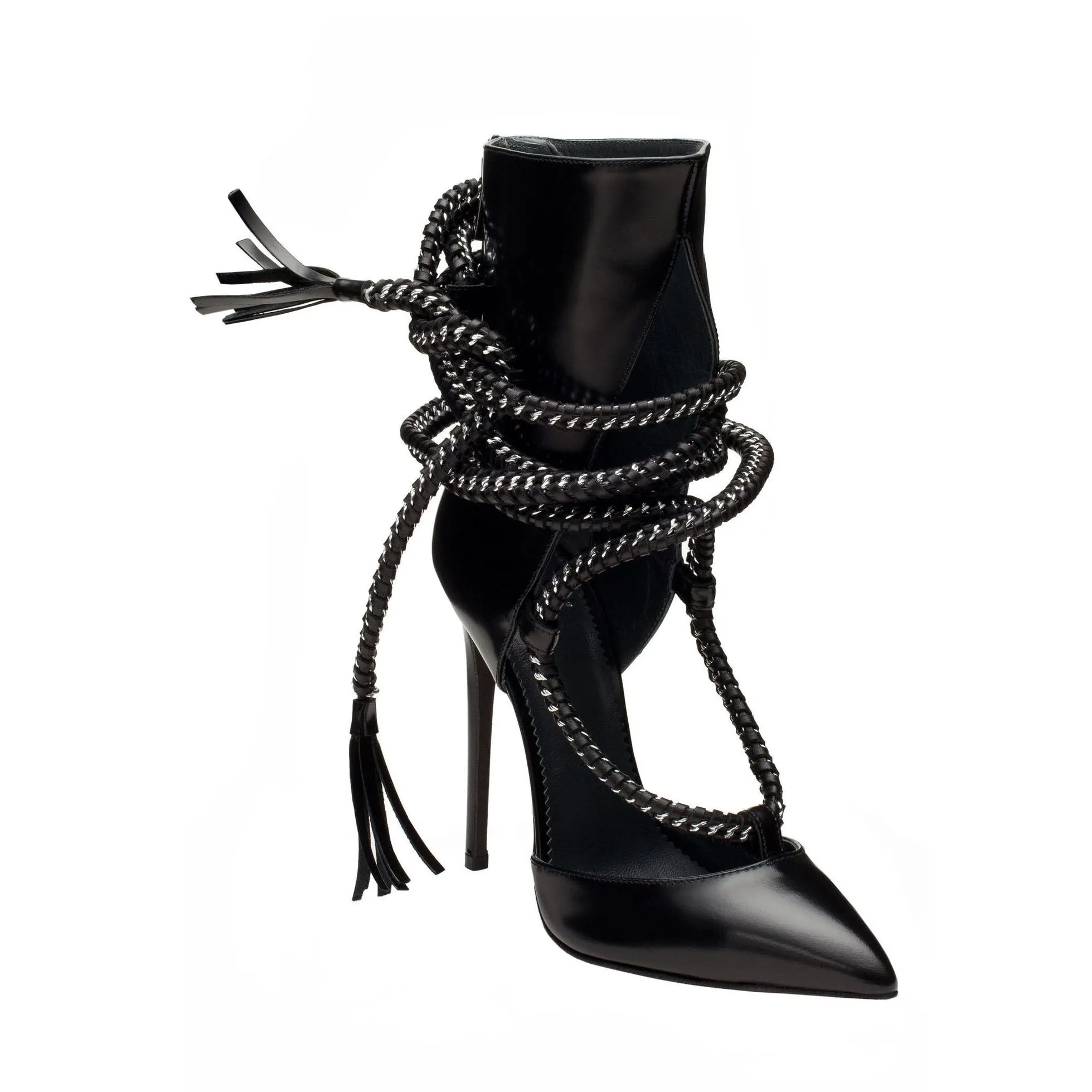 Tassels Straps Pointed Toe Stiletto High Heels