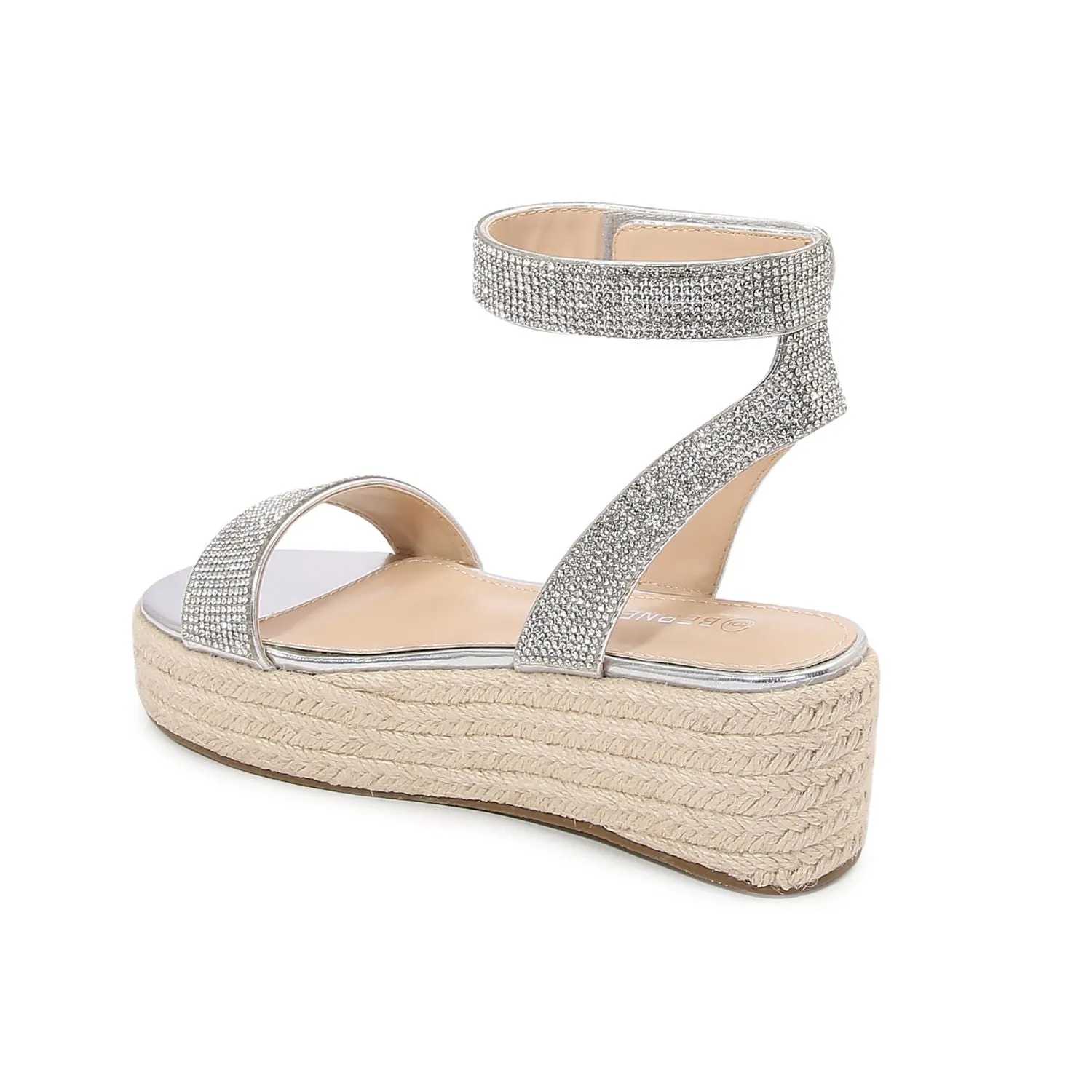 Thea Rhinestone Embellished Platform Espadrille Sandals