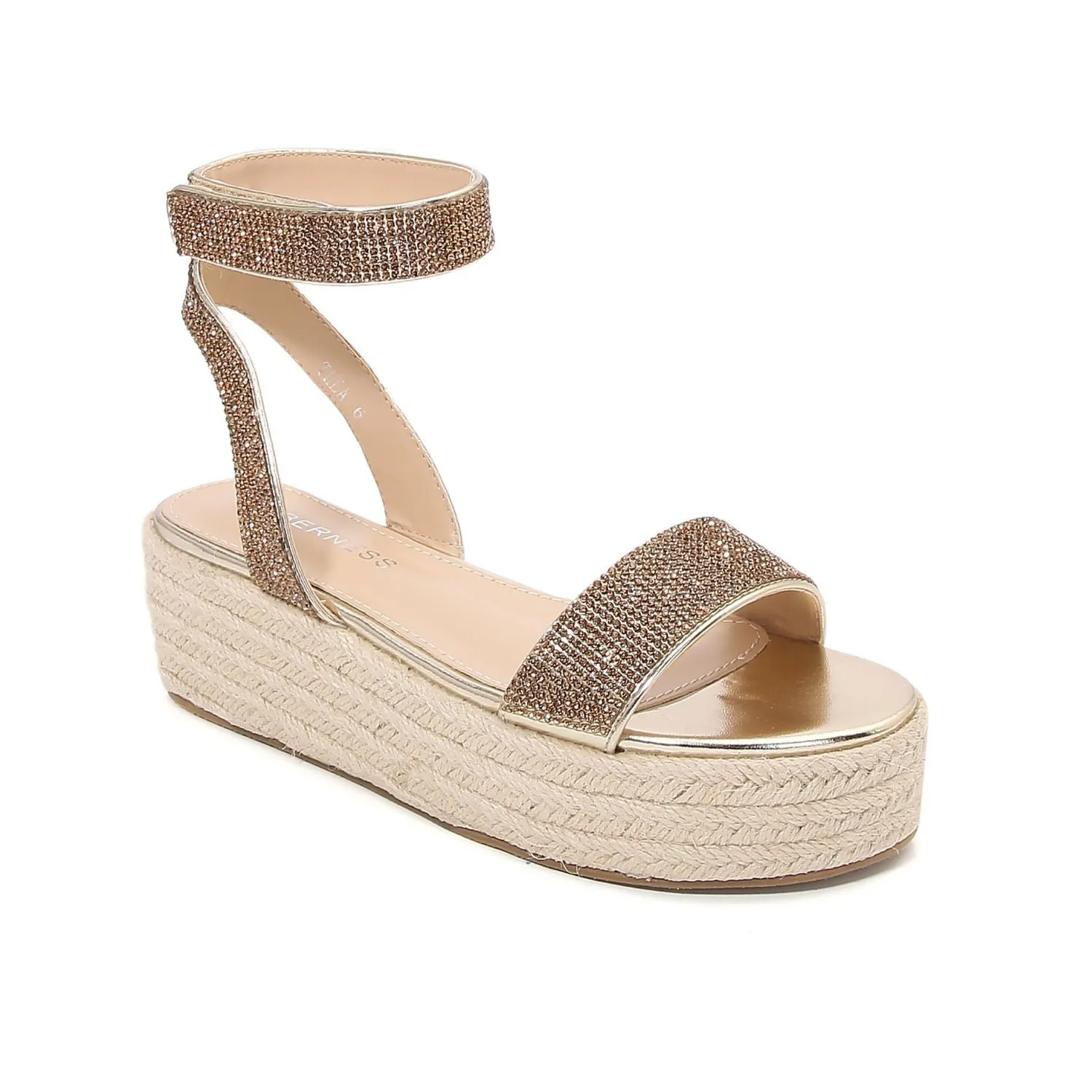 Thea Rhinestone Embellished Platform Espadrille Sandals