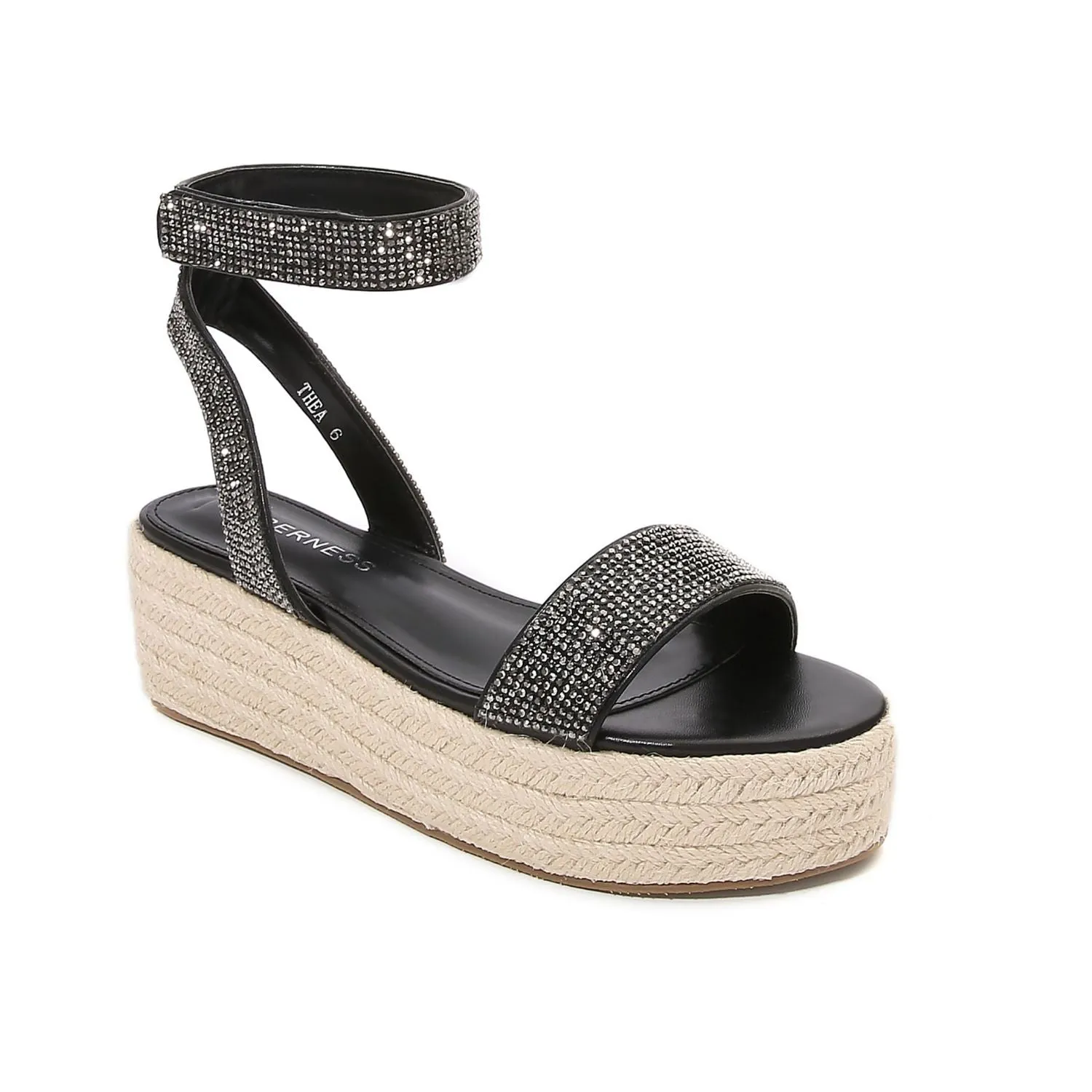 Thea Rhinestone Embellished Platform Espadrille Sandals