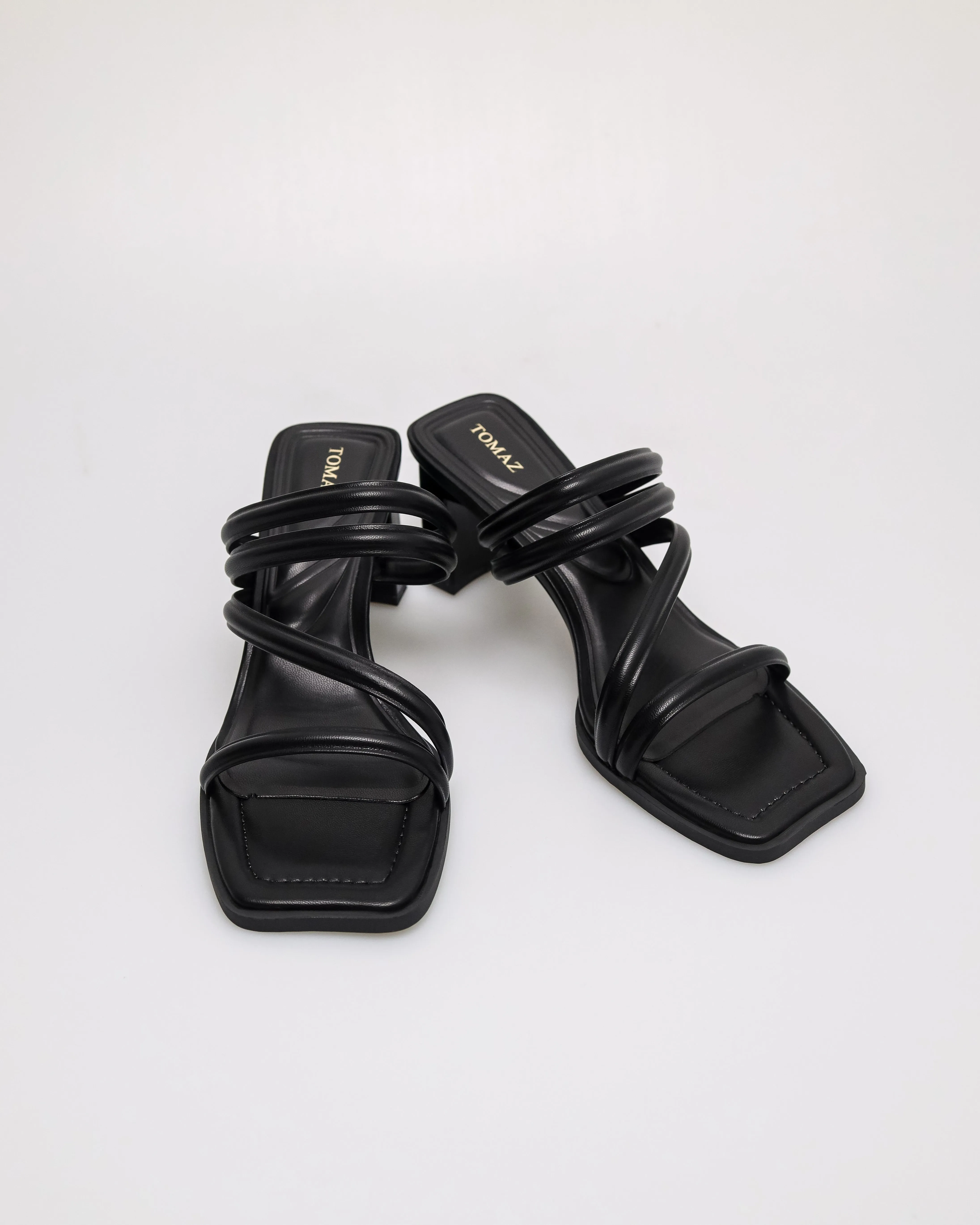 Tomaz FL111 Ladies Strappy Slip on Heels (Black)
