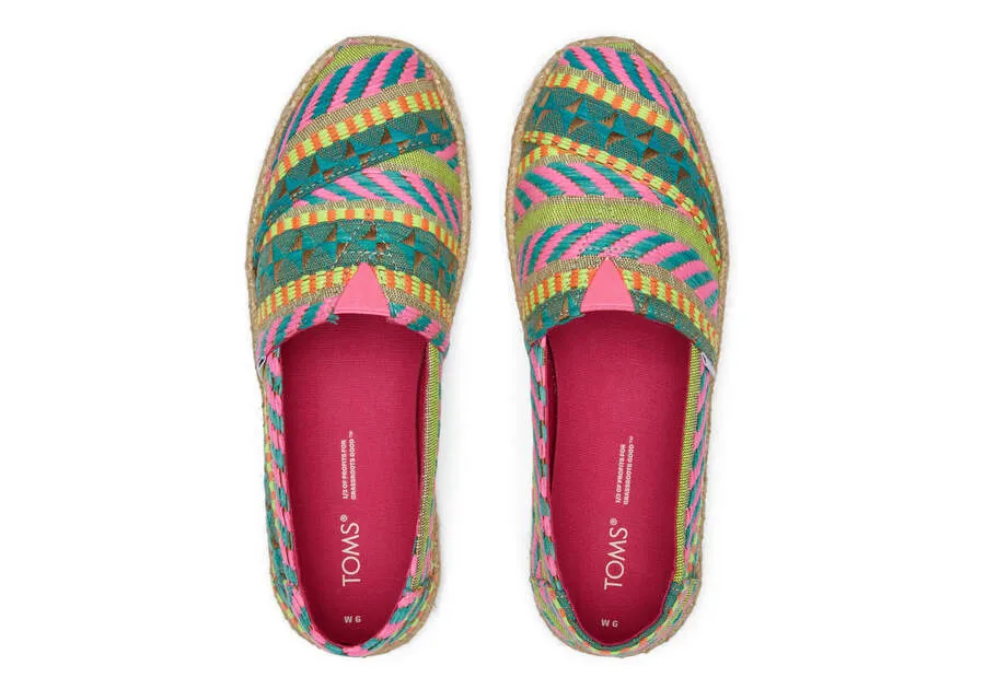 TOMS Womens Alpargata Global Jaquard Rope Espadrille - Pink