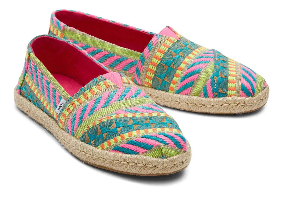 TOMS Womens Alpargata Global Jaquard Rope Espadrille - Pink