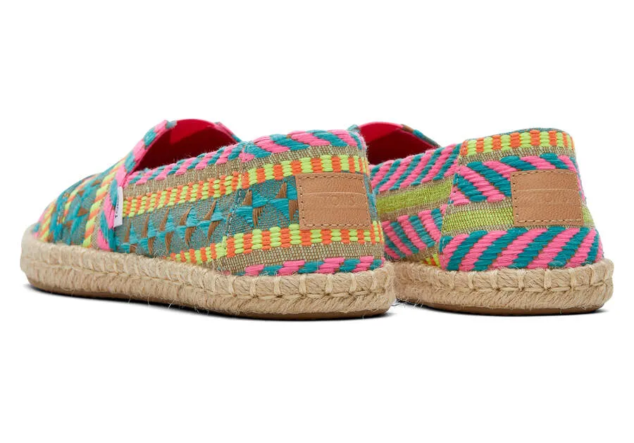 TOMS Womens Alpargata Global Jaquard Rope Espadrille - Pink
