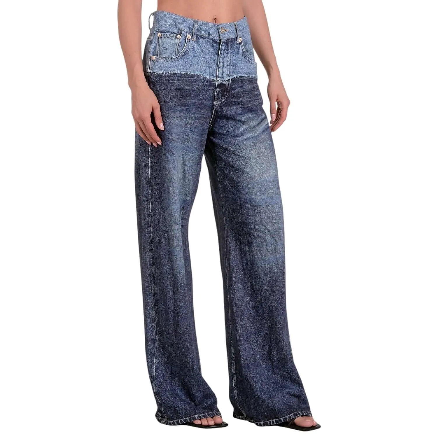 Two Tone Ombre Wide Denim Joggers