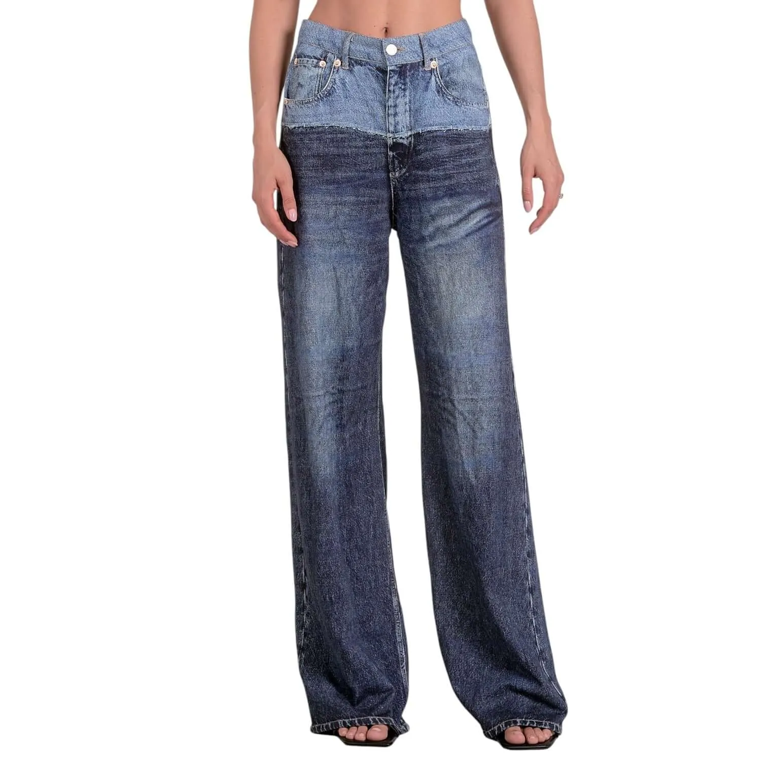 Two Tone Ombre Wide Denim Joggers