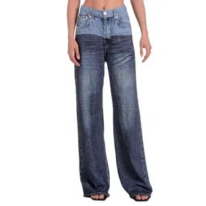 Two Tone Ombre Wide Denim Joggers
