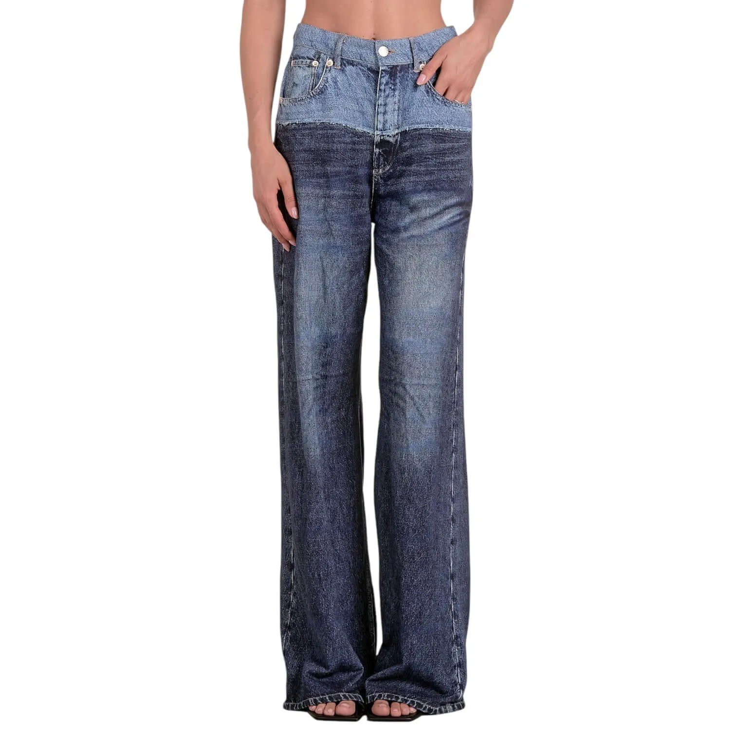 Two Tone Ombre Wide Denim Joggers