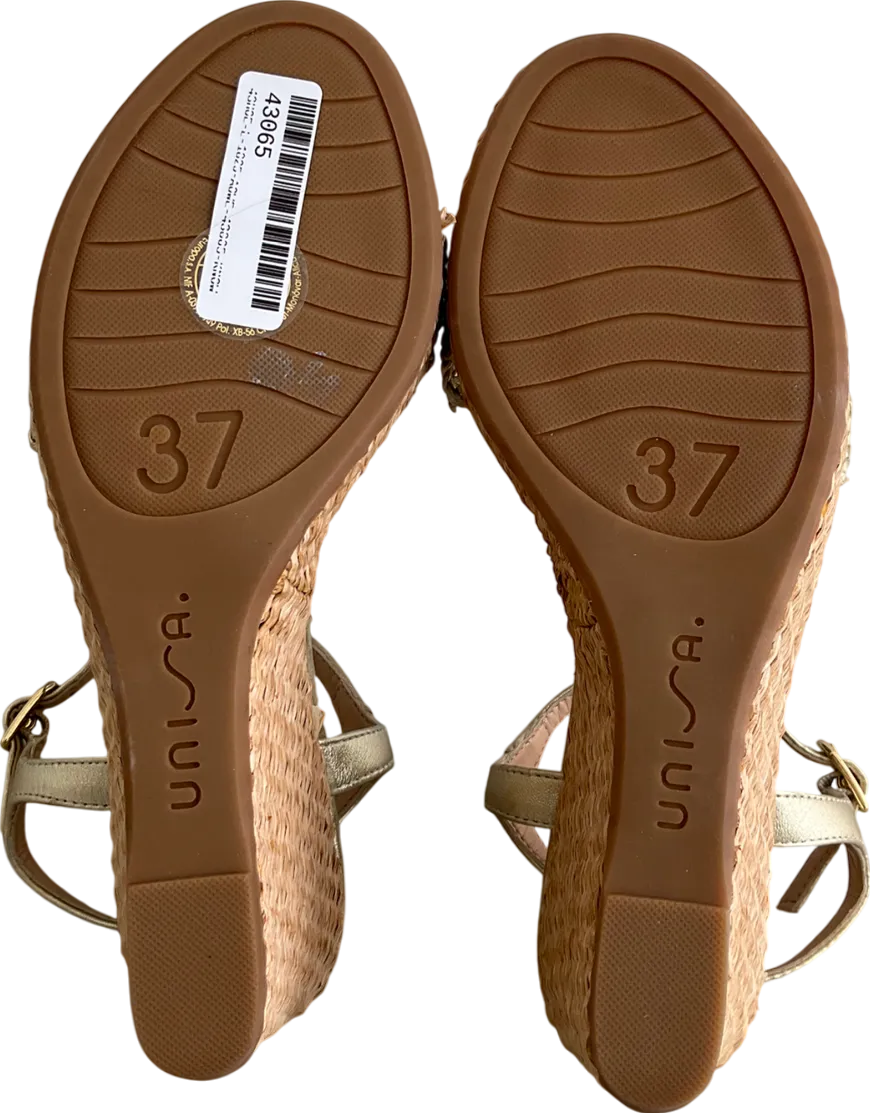 Unisa Metallic Kathy Gold Leather Espadrilles UK 4 EU 37 