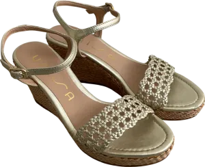 Unisa Metallic Kathy Gold Leather Espadrilles UK 4 EU 37 
