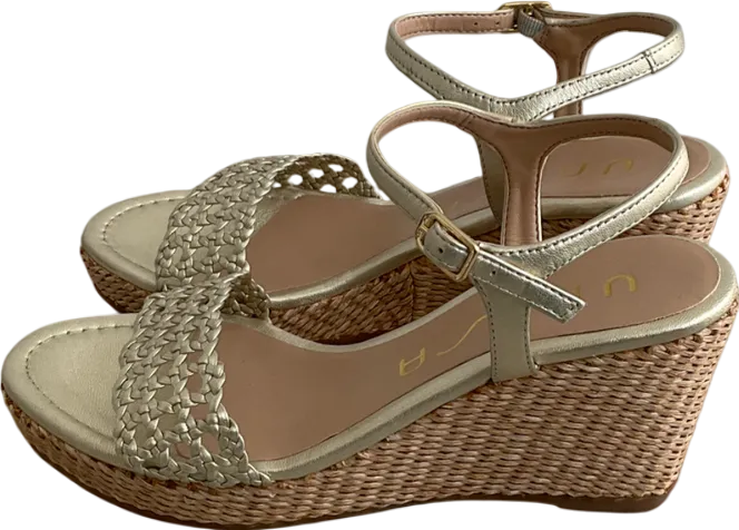 Unisa Metallic Kathy Gold Leather Espadrilles UK 4 EU 37 