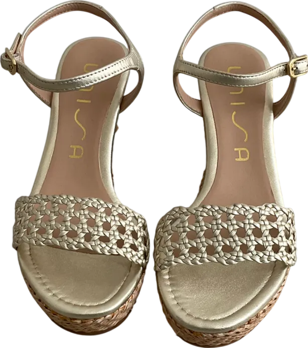 Unisa Metallic Kathy Gold Leather Espadrilles UK 4 EU 37 