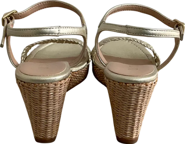 Unisa Metallic Kathy Gold Leather Espadrilles UK 4 EU 37 