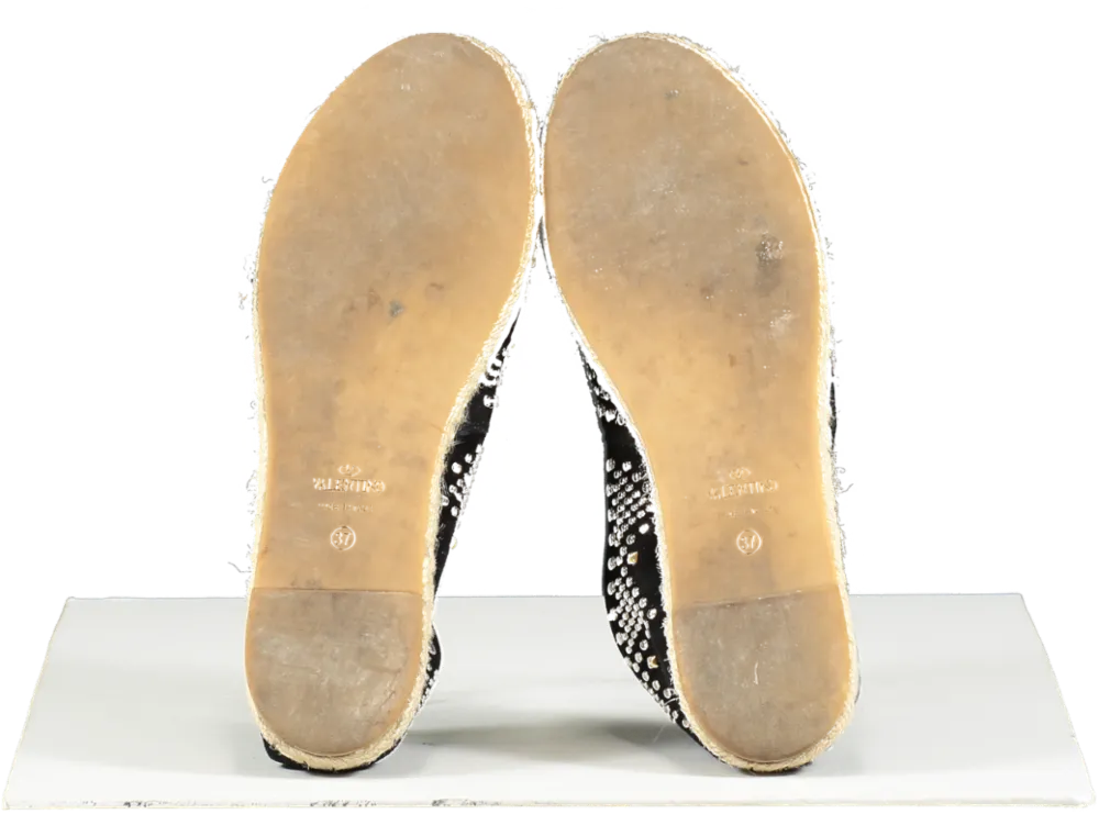 Valentino Garavani Black Stud Embellished Espadrilles UK 4 EU 37 