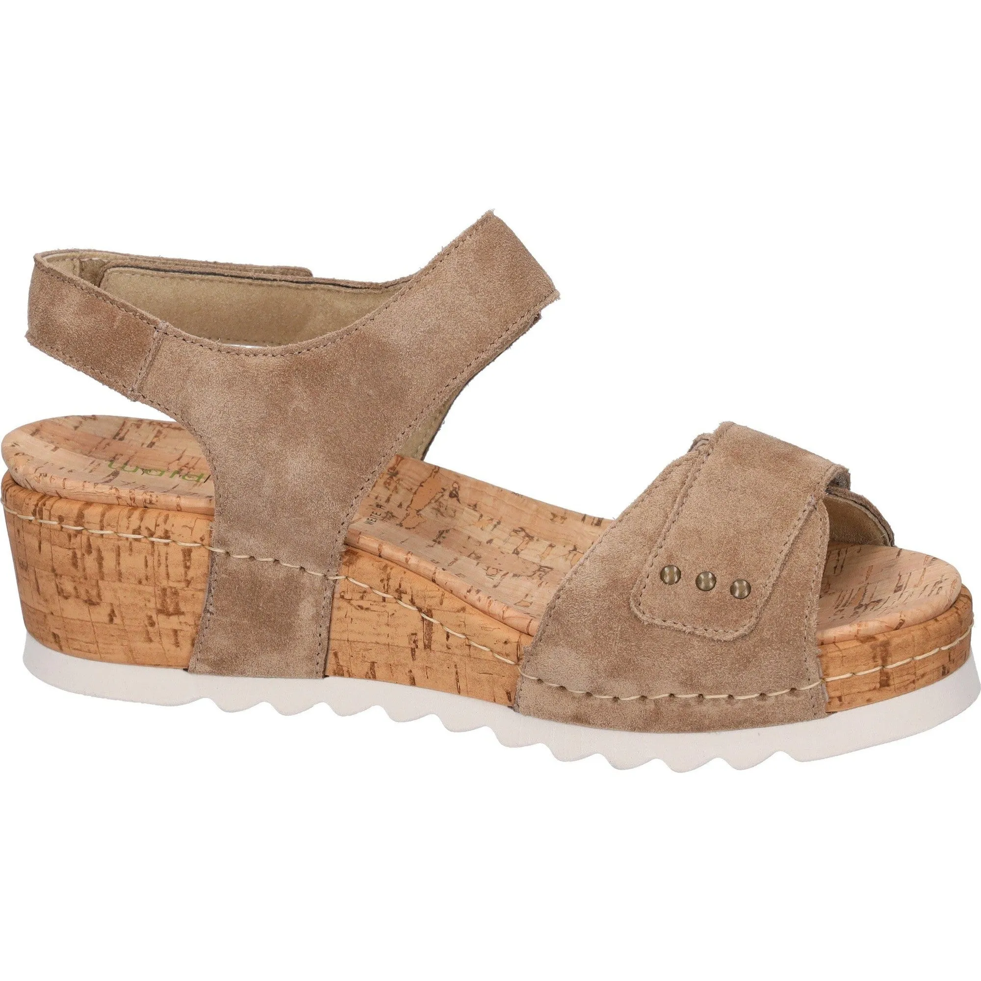 Waldlaufer 773006 195 230 H-Marla Ladies Taupe Suede Arch Support Touch Fastening Sandals