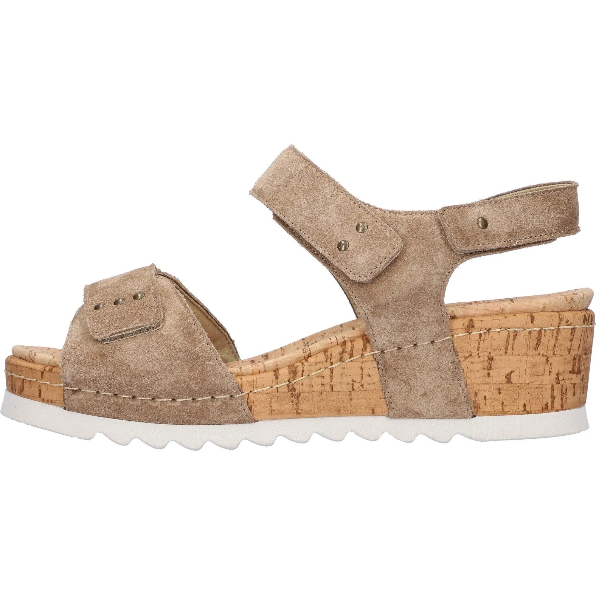 Waldlaufer 773006 195 230 H-Marla Ladies Taupe Suede Arch Support Touch Fastening Sandals