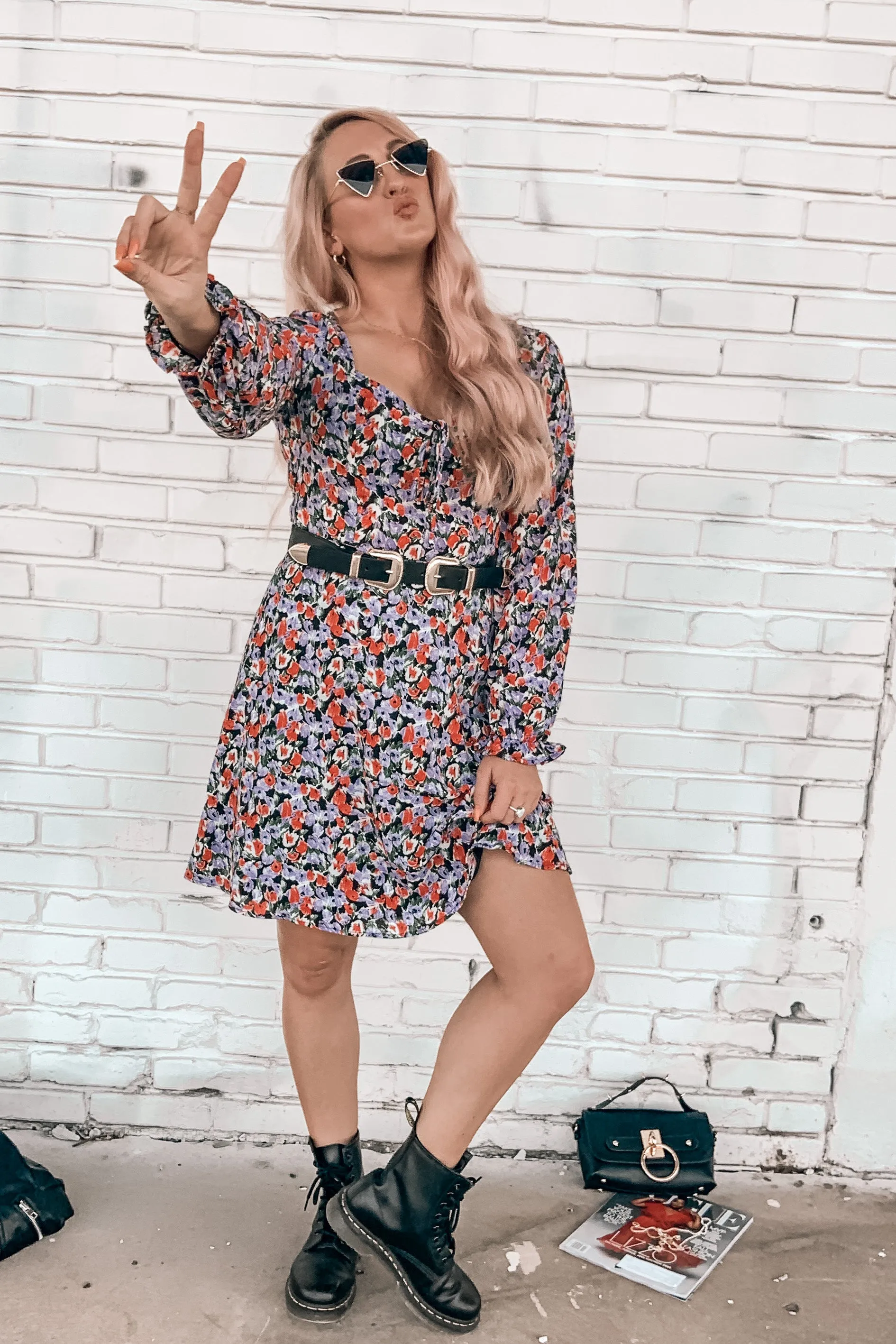 Walk My Way Long Sleeve Floral Dress