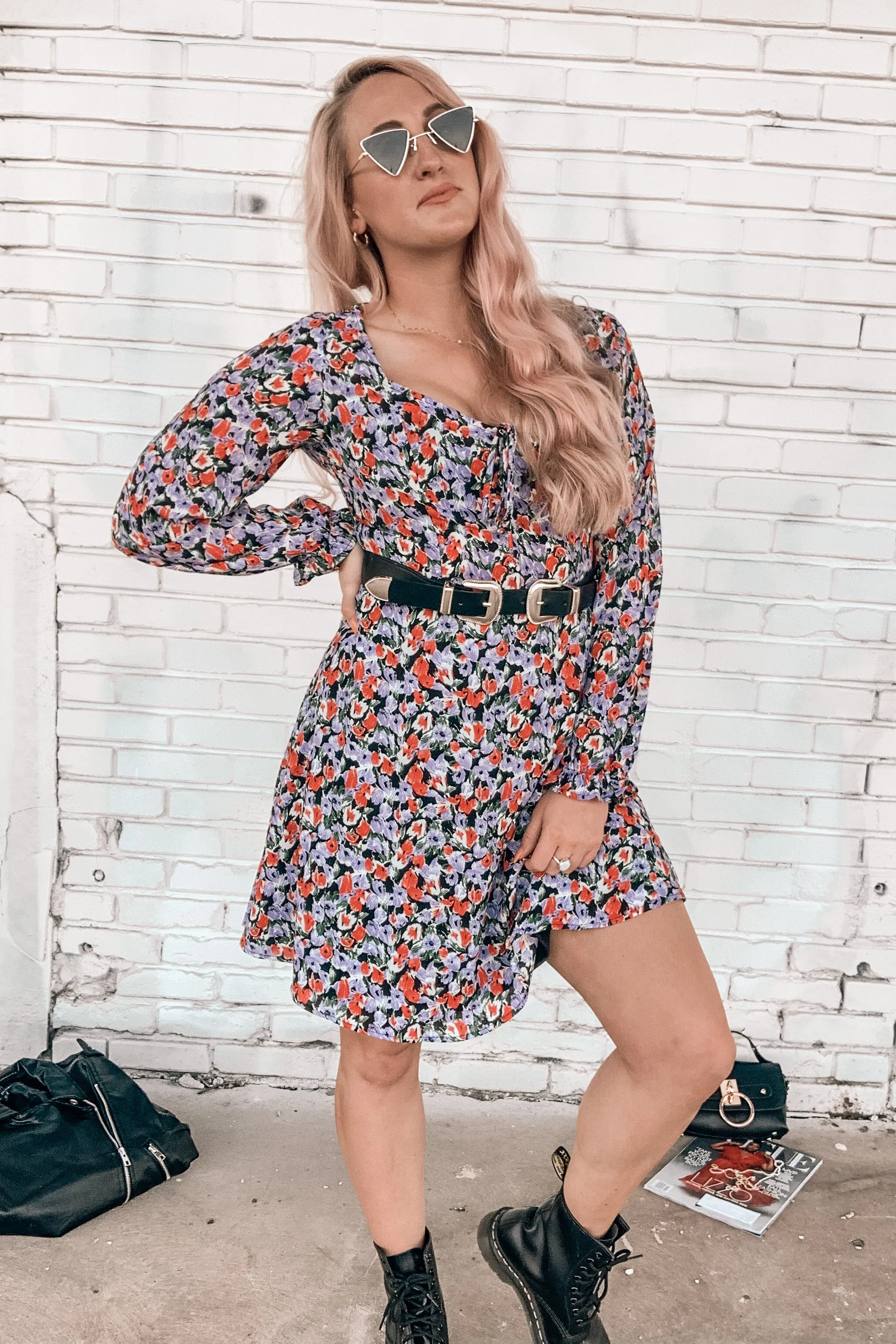 Walk My Way Long Sleeve Floral Dress