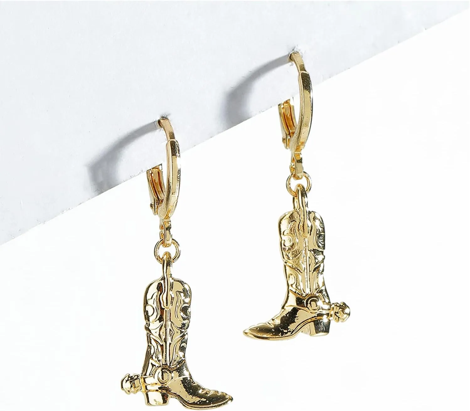 Western Cowgirl Earrings Cowboy Boot Earrings Gold Plated Boot Dangle Earrings Texas Boots Spur Drop Earring Enamel Western Jewelry for Women