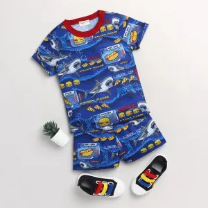 Whales Printed Half Sleeves Set