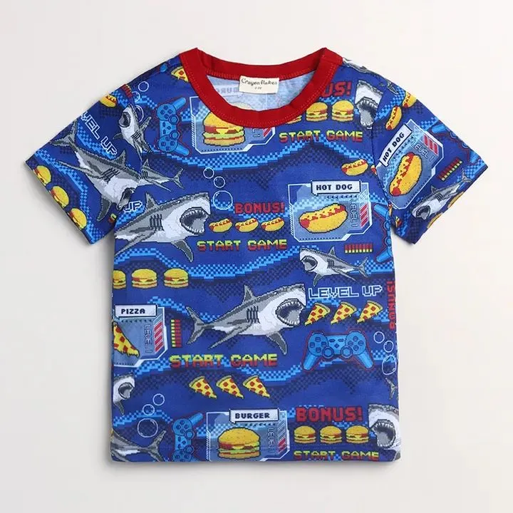 Whales Printed Half Sleeves Set