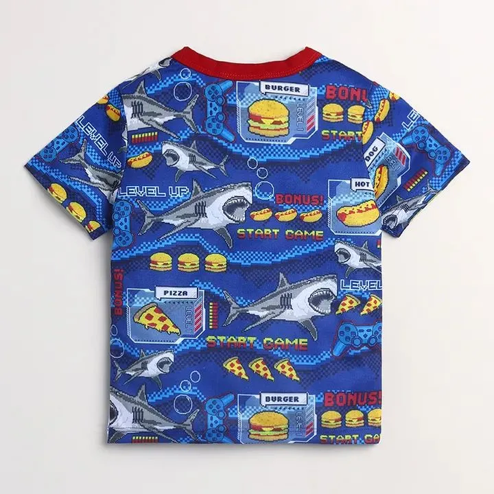 Whales Printed Half Sleeves Set