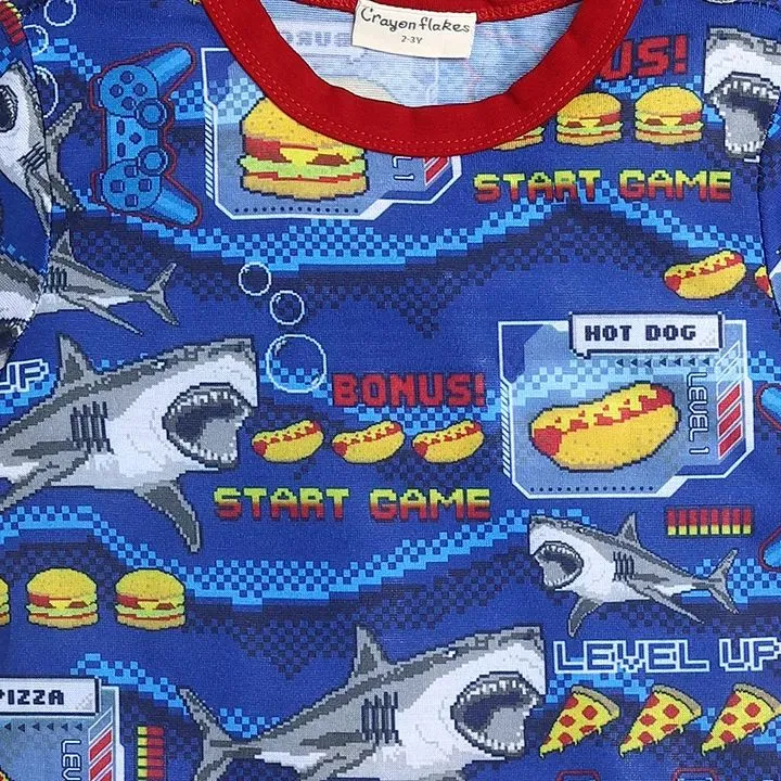 Whales Printed Half Sleeves Set
