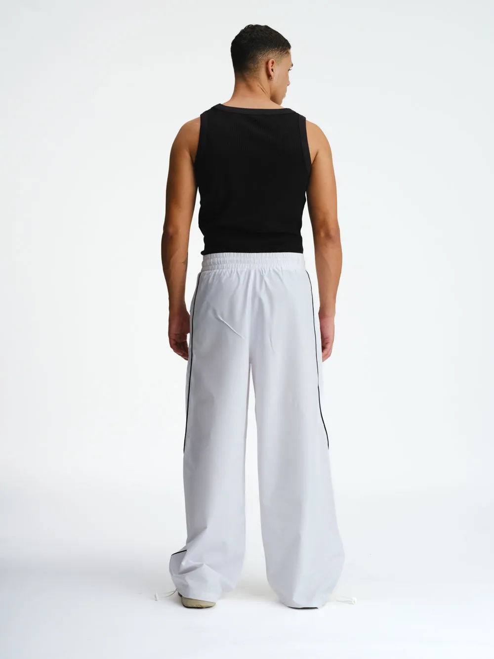White Sporty Deconstructed Loose Pants