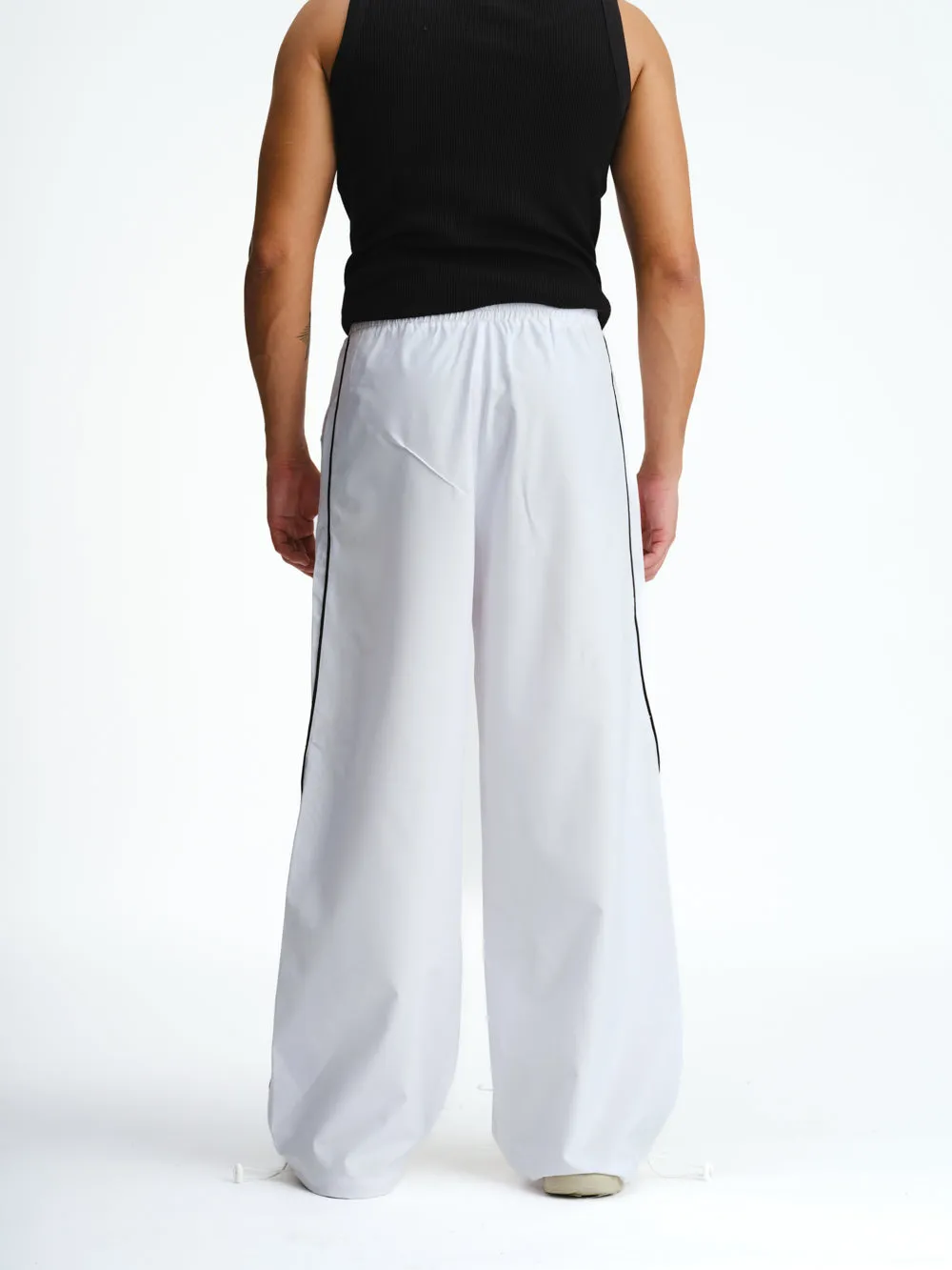 White Sporty Deconstructed Loose Pants