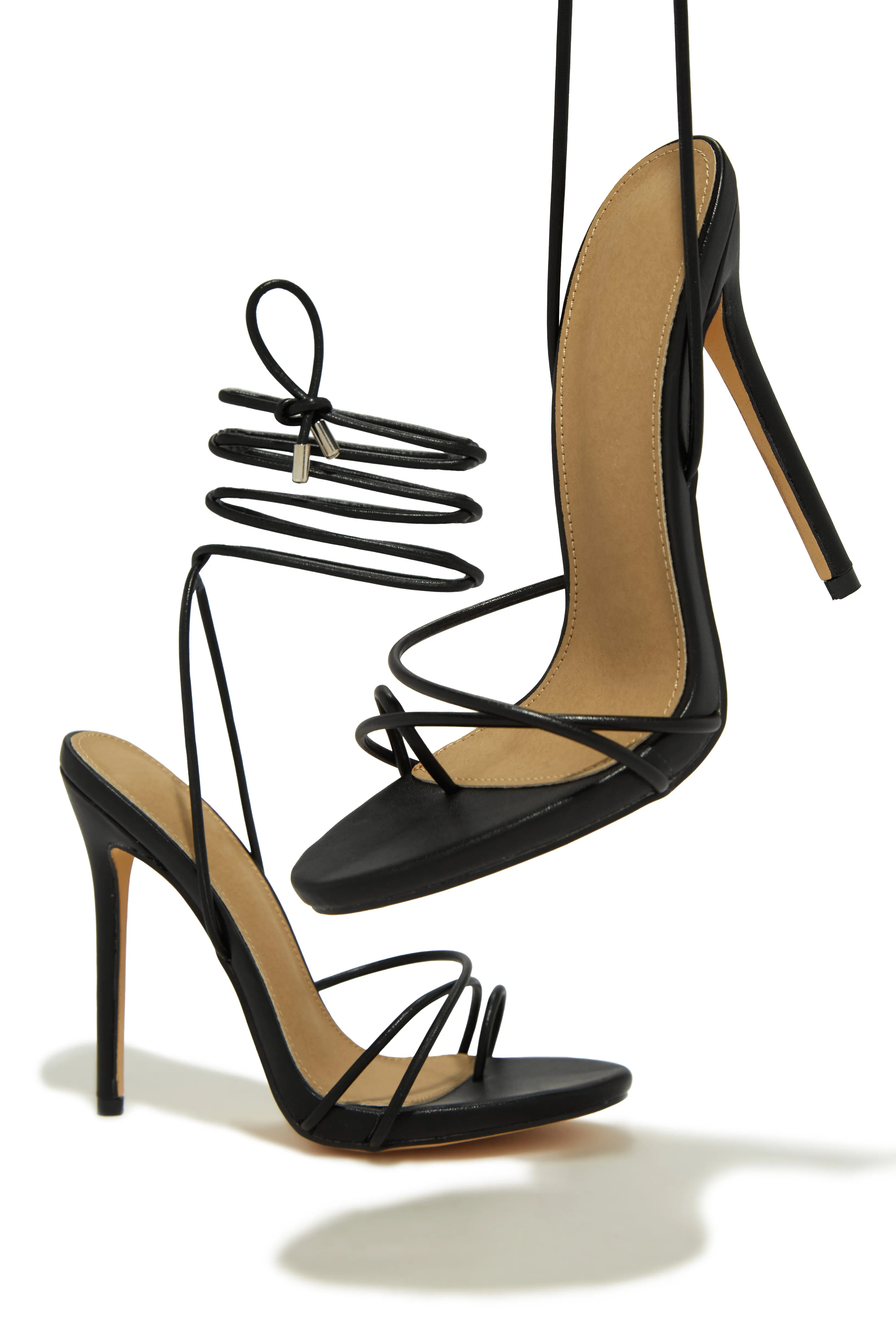 Whole Lotta Money Lace Up High Heels - Black