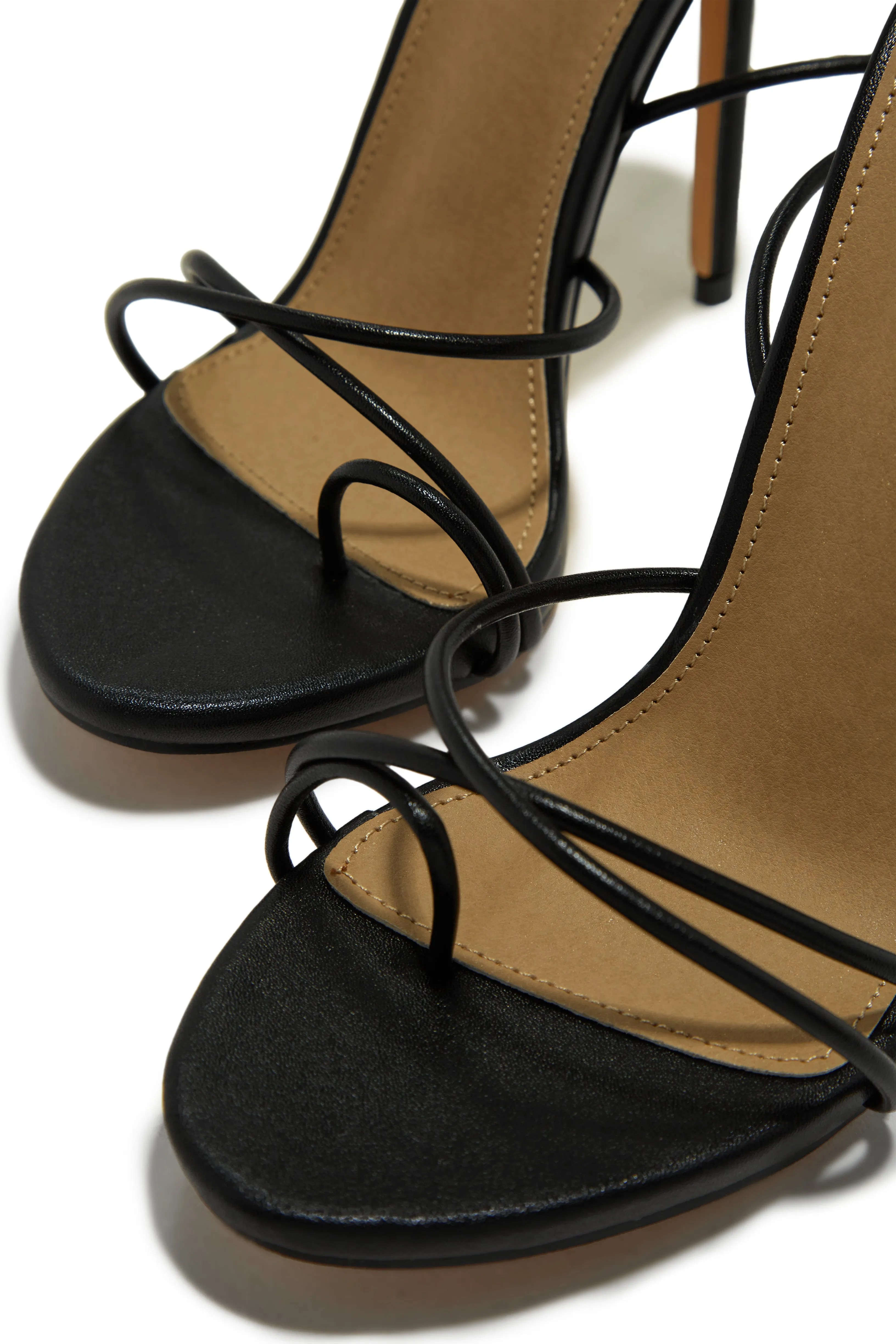 Whole Lotta Money Lace Up High Heels - Black