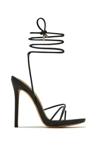 Whole Lotta Money Lace Up High Heels - Black