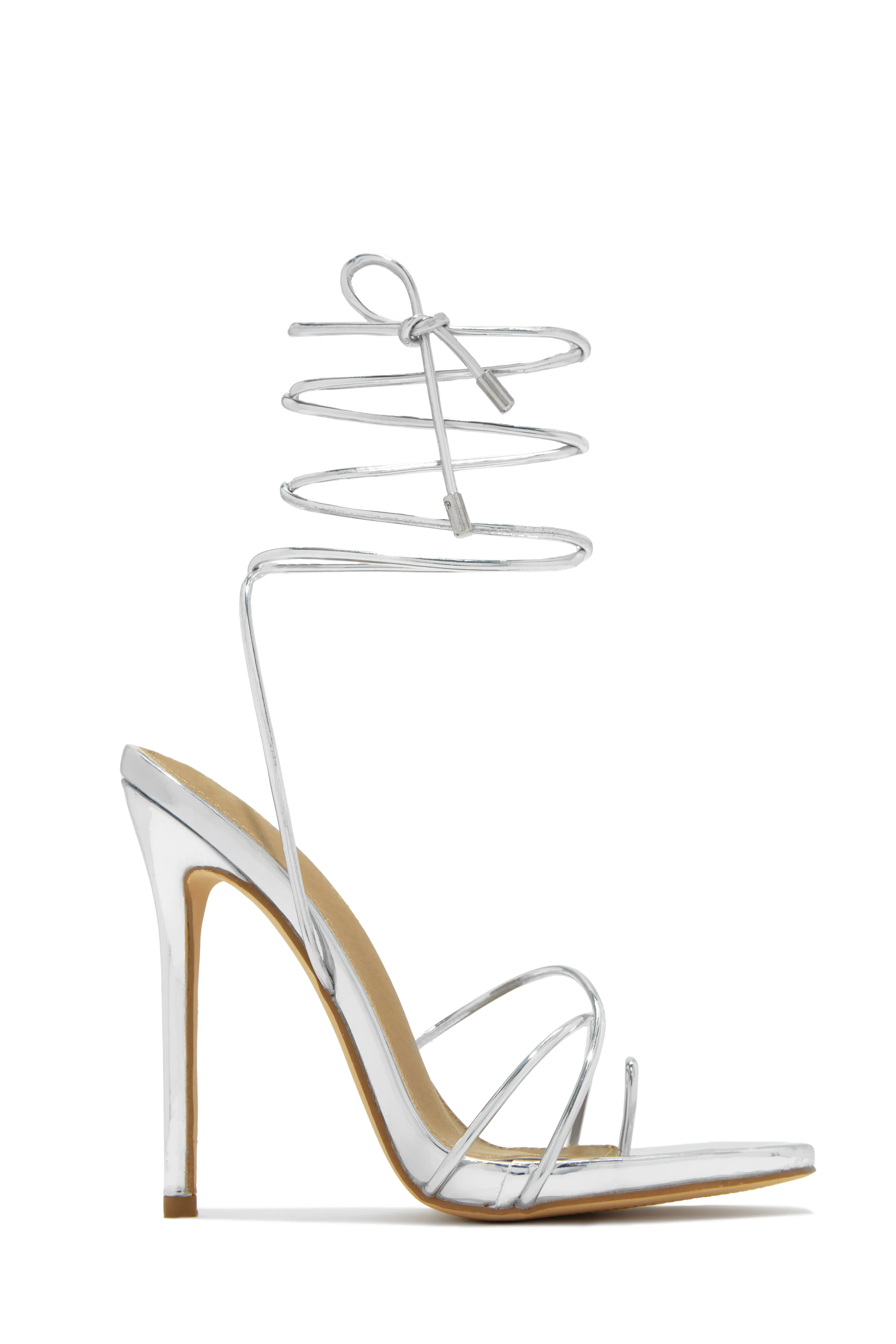 Whole Lotta Money Lace Up High Heels - Black