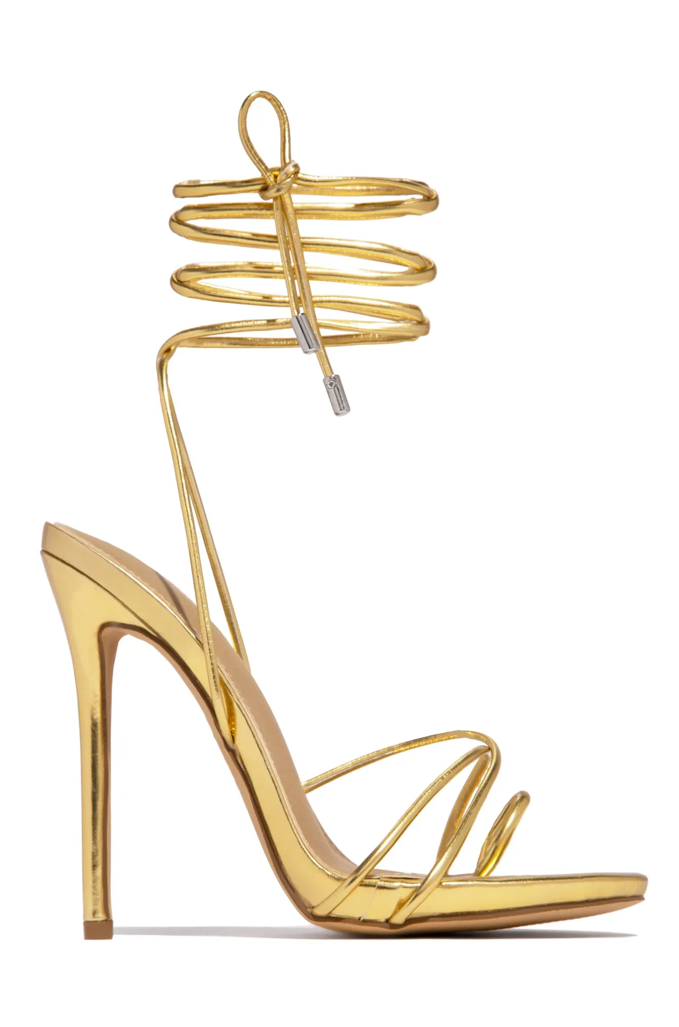 Whole Lotta Money Lace Up High Heels - Black