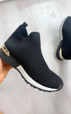 Womens Farah Mesh Sock Trainers Lightweight in Black & White
