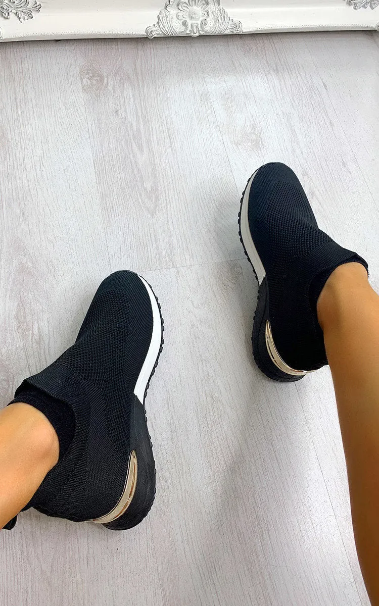Womens Farah Mesh Sock Trainers Lightweight in Black & White